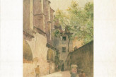 A painting of the Prague Crossroads from 1896 – external view of the church from Zlatá Street 